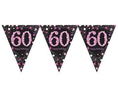 Amscan Vimpelguirlande 60 år Rožinė Sparkling