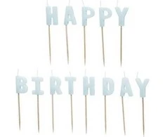 Party Deco PartyDeco „HappyBirthday“ žvakės, 25 cm, šviesiai mėlynos, A13 674