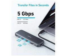 Anker USB-C šakotuvas (5 viename) 1 x 4K HDMI 2 x USB-A 1 x USB-C 1 x USB-C PD 100 W