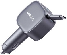 Anker automobilinis USB-C įkroviklis 75 W su 75 cm integruotu laidu ir USB-C jungtimis, ultrakompaktiškas, A2738
