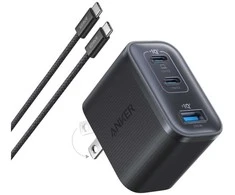 Anker Nano Charger 70W, 3 jungtys, Juodas | 2 x 24 pin USB-C, 4 pin USB Type A