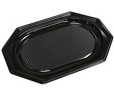 Antalis Maisto ruošimo padėklas A-PET juodas mažas 350×250×20mm ovalus 10x10vnt./padėklas - (100 vnt.)