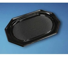 Antalis Maisto ruošimo padėklas A-PET juodas vidutinio dydžio 450×300×25mm ovalus 10x10vnt./padėklas - (100 vnt.)