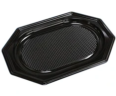 Antalis Maisto ruošimo padėklas A-PET juodas mažas 350×250×20mm ovalus 10x10vnt./padėklas - (100 vnt.)