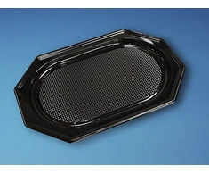 Antalis Maisto ruošimo padėklas A-PET juodas vidutinio dydžio 450×300×25mm ovalus 10x10vnt./padėklas - (100 vnt.)