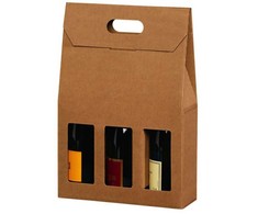 Antalis Vyno pakuotė ruda, atvira, banguota dovanų dėžutė 3 fl 3/4 l talpos buteliams, 20 vnt./pak. - (20 vnt.)