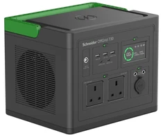 APC SE OffGrid nešiojama elektros stotis 730 – Li-Ion baterija, LCD ekranas, 2x JK kištukiniai lizdai, 3x USB-A, 2x USB-C, 3x 12 V, belaidis įkroviklis, AC, DC, 738 Wh, Power Delivery, Quick Charge 1.0, gryna sinusoidė, 200 W, 190–265 V