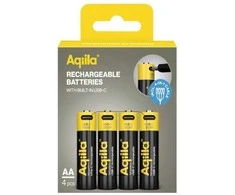 Aqiila Įkraunama USB-C baterija, AA dydis, 2000 mAh, 1,5 V, 4 vnt. pakuotė
