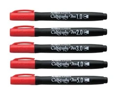 Artline Supreme kaligrafijos rašikliai, 5 vnt., raudoni