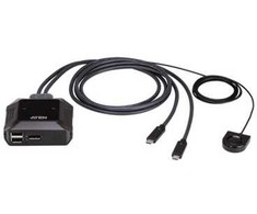 ATEN 2 prievadų USB-C 4K DisplayPort KVM jungiklis su nuotoliniu prievado selektoriumi, 4096 x 2160 pikselių, 4K DCI, 0,74 W, juodas