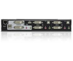 ATEN 2 prievadų USB DVI dvigubo vaizdo KVM jungiklis su garsu ir USB 2.0 šakotuvu (pridedami KVM kabeliai), 2560 x 1600 pikselių, Ethernet LAN, montuojamas į stovą, 10,6 W, 1U, juodas, sidabrinis