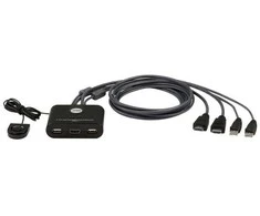 ATEN 2 prievadų USB FHD HDMI kabelis KVM komutatorius, 1920 x 1200 pikselių, „Full HD“, 1,518 W, juodas