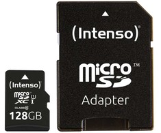 Intenso - „Flash“ atminties kortelė (pridedamas „Micro SDXC“ į SD adapteris) - 128 GB - UHS-I / 10 klasė - „Micro SDXC UHS-I“