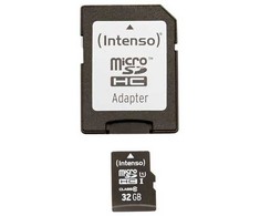 Intenso Premium - „Flash“ atminties kortelė (adapteris, Micro SDHC į SD komplekte) - 32 GB - UHS 1 klasė / 10 klasė - Micro SDHC UHS-I