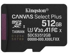 „Kingston Technology“ 512 GB „micSDXC Canvas Select Plus Gen3 150R A1“ atminties kortelės pakuotė be ADP
