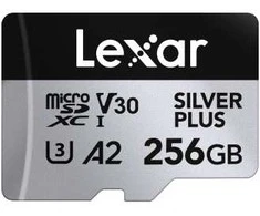 Atminties kortelė Lexar 256GB Micro SDXC Professional Sidabrinis Plus UHS-I A2 V30 U3 4K