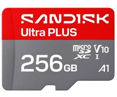Atminties kortelė Sandisk Ultra PLUS micro SDXC karta 256GB UHS-I, V10, U1, C10, (200MB/s)
