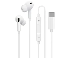 Ausinės Sinox į ausis įkišamos hovedtelefoner med USB-C og mikrofon. Hvid