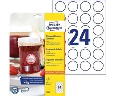 Avery Zweckform Avery 5080, baltas, apvalus, nuimamas, A4, popierius, universalus