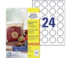 Avery Zwckform Etykiety na słoiki - usuwalne | 6 x 5.95 cm