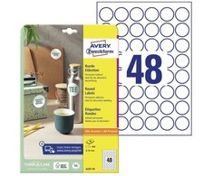 Avery Zweckform etykiety papierowe , A4, 10 ark., śr.30mm, apvalus, trwałe
