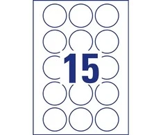 AVERY Zweckform identifikavimo etiketės, skersmuo: 51 mm, baltos, apvalios, nuimamos, nepadengtas popierius, - 1 vnt. (6225REV-10)