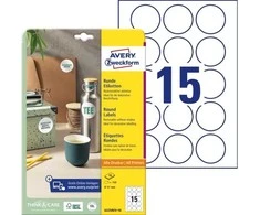 AVERY Zweckform identifikavimo etiketės, skersmuo: 51 mm, baltos, apvalios, nuimamos, nepadengtas popierius, - 1 vnt. (6225REV-10)