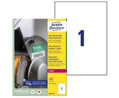 Avery Zweckform Etiketės „Avery“ 210 x 297 mm, A4, baltos - itin atsparios ir elastingos, lazeriniams spausdintuvams - (50 vnt.)