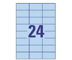 Lipnios etiketės Avery Zweckform, A4, 70x37mm, 100 lapų, 24 etiketės lape, mėlynos spalvos