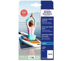 AVERY Avery C2549-20P, Högglans, 200 g/m ^, Bläckstråleskrivare, 10x15 cm, Vit, 40 ark