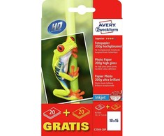 AVERY Avery C2549-20P, Högglans, 200 g/m ^, Bläckstråleskrivare, 10x15 cm, Vit, 40 ark