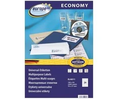 Lipnios etiketės Avery Europe, A4, 70x37mm, 24 etiketės lape, be rėmelio, 100 lapų, baltos spalvos