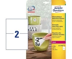 Avery Zweckform Avery L4717REV-20, Balta, Stačiakampis, Permanentinis, 2 vnt., 20 lapų, -20 - 80 °C
