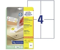 Avery Zweckform Avery L6028REV-25, baltas, stačiakampis, nuimamas, A4, universalus, popierius