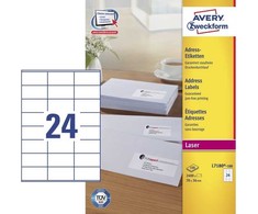 AVERY L7180-100, balta, lipnių etikečių spausdintuvas, A4, stačiakampės, 70 mm, 36 mm