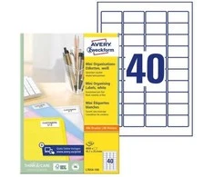 Avery Zweckform „Avery“ adresų etiketės 45,7 x 25,4 mm, baltos - (100 lapų x 40 vnt.)