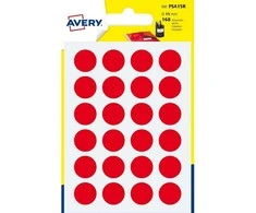 Avery Zweckform Avery PSA15R, Raudona, Apvali, Permanentinė, 1,5 cm, 168 vnt., 24 vnt.