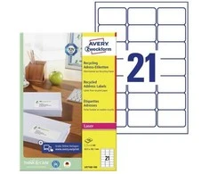 Avery Zweckform Avery QuickPEEL, Balta, A4, 63,5 mm, 38,1 mm, 2100 vnt., 100 lapų