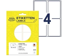 Avery Zweckform „Avery“ rankinės etiketės, Baltos, 80 x 54 mm, Balta, Apvalus stačiakampis, 80 x 54 mm, Universalios, Popierius, 4 vnt.