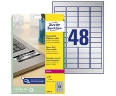Avery Zweckform Avery sidabrinės itin tvirtos etiketės, sidabrinės, užapvalintų kampų stačiakampis, nuolatinės, DIN A4, poliesteris, 78 g/m²