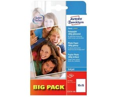 AVERY Fotopapir 10x15cm 180g Glossy t/inkjet 1 foto/ark 100ark/pak - (100 ark pr. pakke)