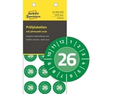 AVERY Zweckform patikros lipdukai, 2026, viniliniai, žali, 20 mm skersmens, atsparūs oro sąlygoms ir įbrėžimams, žymėjimas - 1 vnt. (6943-2026)