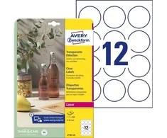 AVERY Zweckform permatomos etiketės, 60 mm, apvalios, pagamintos iš poliesterio, atrodo lyg būtų tiesiogiai priklijuotos prie blizgių paviršių - 1 vnt. (L7787-25)