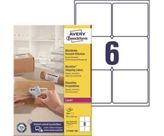 Avery Zweckform Siuntimo etiketės „Avery“ 99,1 x 93,1 mm, baltos spalvos su „BlockOut™“ funkcija – (100 lapų x 6 vnt.)