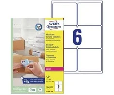 Avery Zweckform Siuntimo etiketės „Avery“ 99,1 x 93,1 mm, baltos spalvos su „BlockOut™“ funkcija – (100 lapų x 6 vnt.)