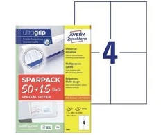 AVERY Etykiety universalus balta su Ultragrip +30% dodatkowej zawartości 105x148 mm (65 ark x 4 stk.)