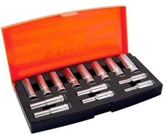 Rinkinys wydłużanych, 12-kątnych nasadek 3/8", 6-19mm, 14 vnt. BAHCO [S1214L]