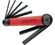 BAHCO šešiakampių raktų rinkinys, juodas, metrinis, 7 dalių, 2,5-3-4-5-6-8-10 mm, montuojamas peilių laikiklyje