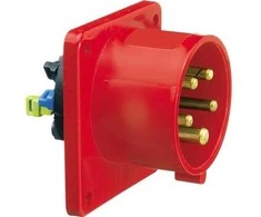 BALS CEE įvadas, įmontuotas, H6, 400 V, 16 A, 5 polių, raudonas, tiesus, su flanšu 75x75 mm, „Quick Connect®“ IP44, poliamidas