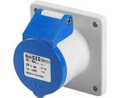 BALS CEE įleidžiamas lizdas H6 230V 16A 3 polių mėlynas tiesus flanšas 75x75 mm, „Quick Connect®“ IP44, poliamidas